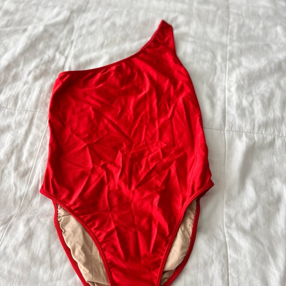 Red One-Shoulder Women One Piece